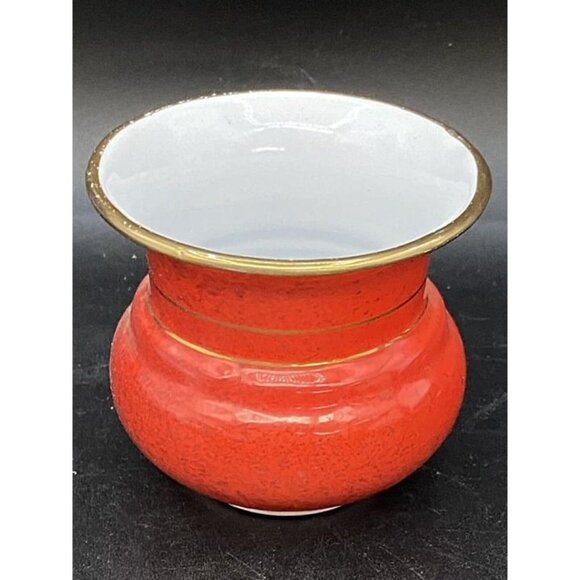 Enamelware Red 3.25” Vase Gold Trim YU-I Brand Vintage - Picture 2 of 8